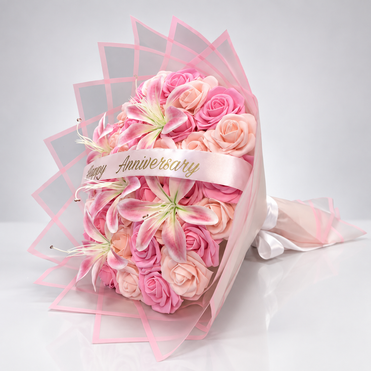 Mischrosen X Lilien Bouquet