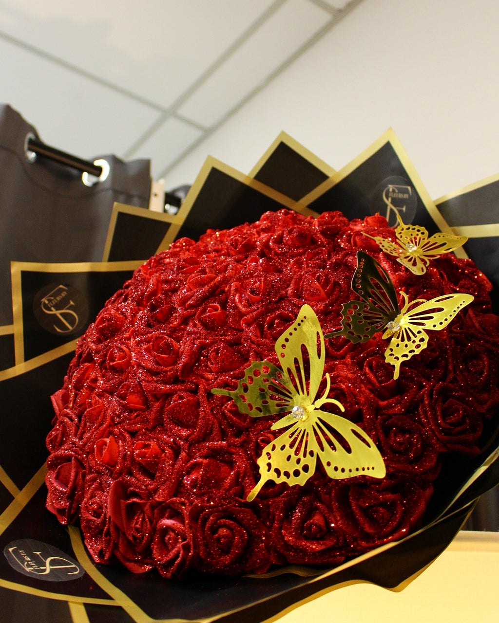 Glitzer Rosen rot