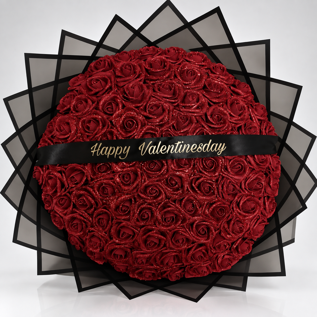 Rotes Glitzer - Rosenbouquet