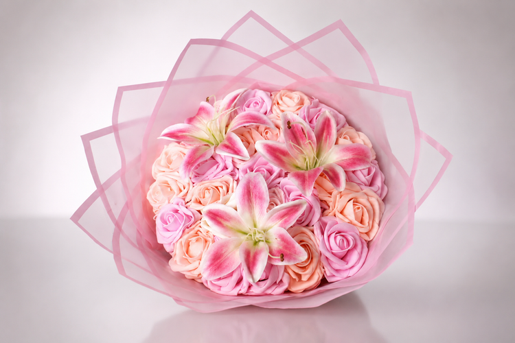 Mischrosen X Lilien Bouquet
