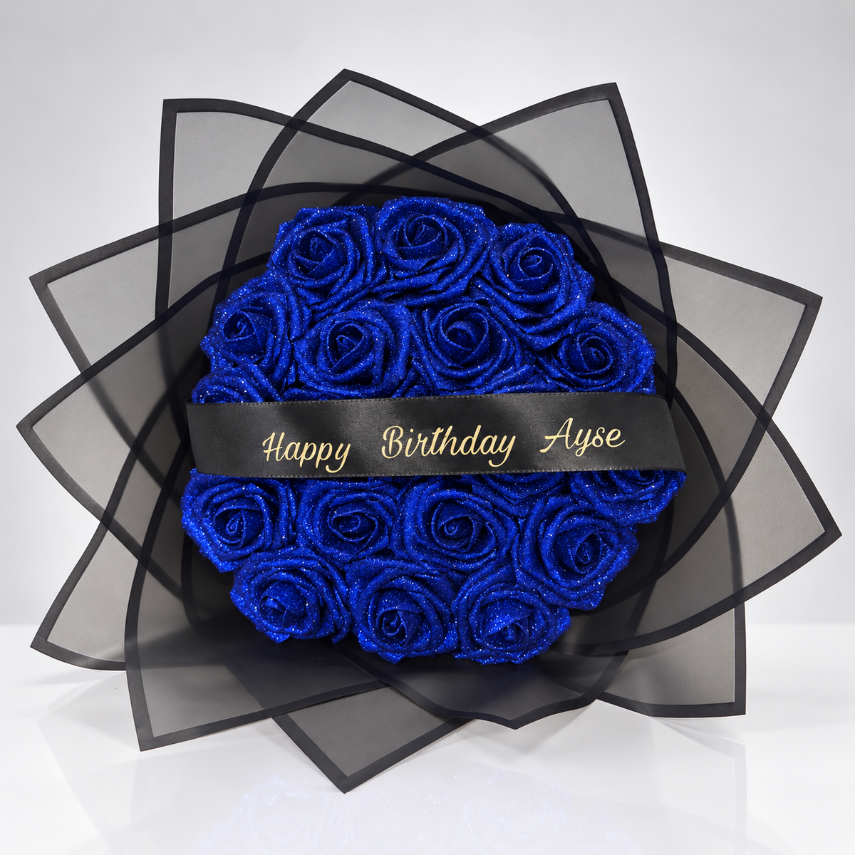 Blaues Glitzer - Rosenbouquet